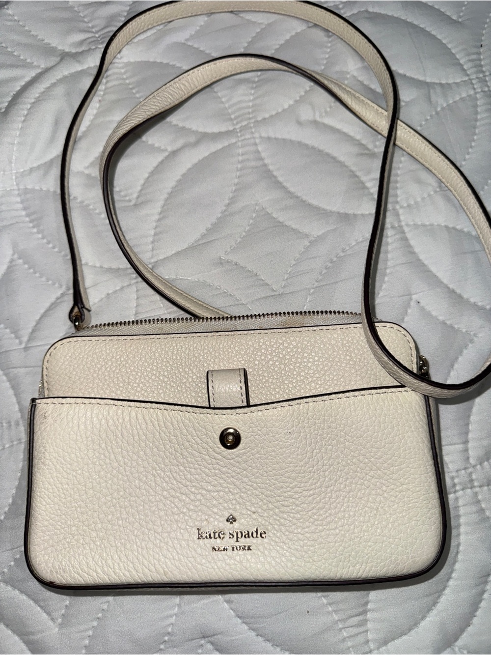 kate spade Pebbled Leather Crossbody Bag in Cream